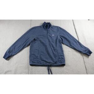 Patagonia Mens Pullover Small Blue Mahnya Fleece Organic Blend Cotton Terry